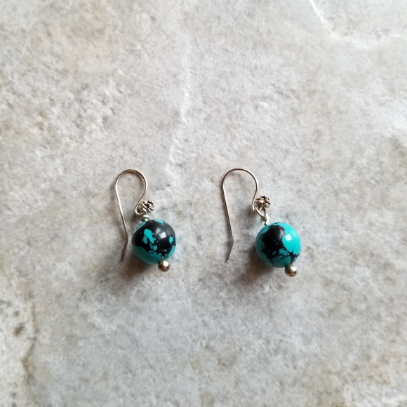 New Sterling Silver earrings with blue howlite gemstones - Picture 2 of 4